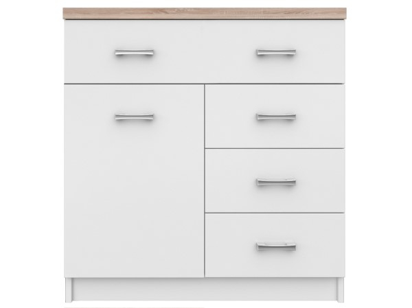 Comoda TOP MIX, 1 usa, 4 sertare, alb, 80x33x85 cm