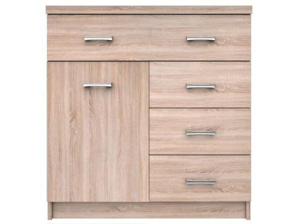 Comoda TOP MIX, 1 usa, 4 sertare, stejar sonoma, 80x33x85 cm