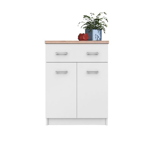 Comoda TOP MIX, 2 usi, 1 sertar, alb, 60x33x85 cm [2]