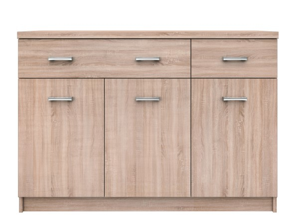 Comoda TOP MIX, 3 usi, 2 sertare, stejar sonoma, 120x33x85 cm