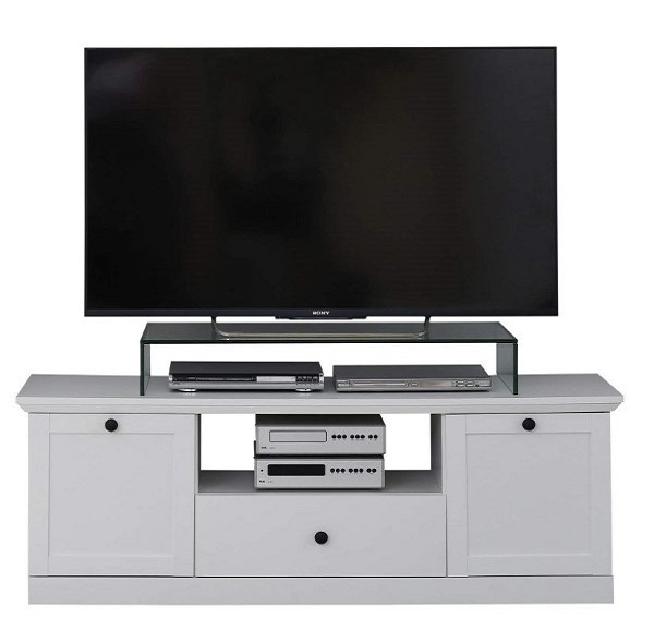 Comoda TV BRANDSON, 2 usi, 1 sertar, alb, 139x41x49 cm