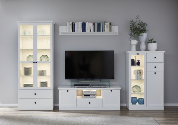 Comoda TV BRANDSON, 2 usi, 1 sertar, alb, 139x41x49 cm [8]