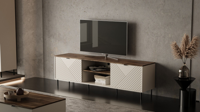 Comoda TV EVO, 2 usi, casmir + stejar castello, 183,4x40x55,2 cm [6]