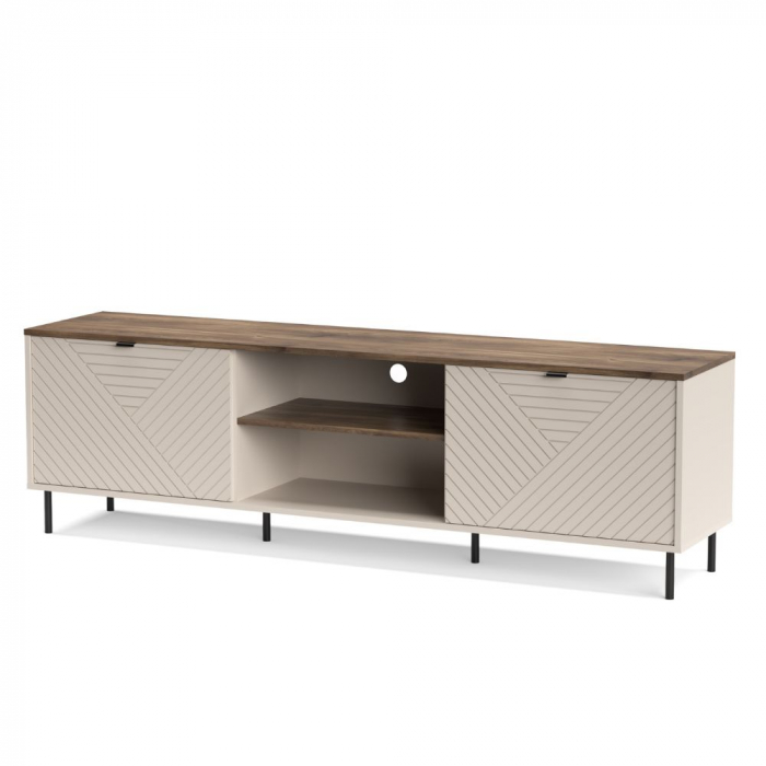 Comoda TV EVO, 2 usi, casmir + stejar castello, 183,4x40x55,2 cm