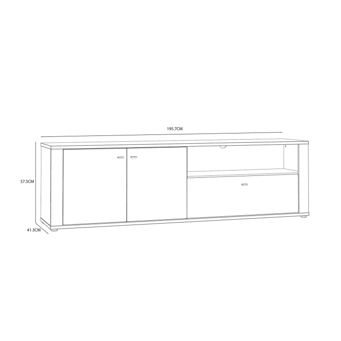 Comoda TV AMBRA, cu 2 usi si 1 sertar , alb + stejar Rovere, 196x42x58 cm - ExpoMob [6]