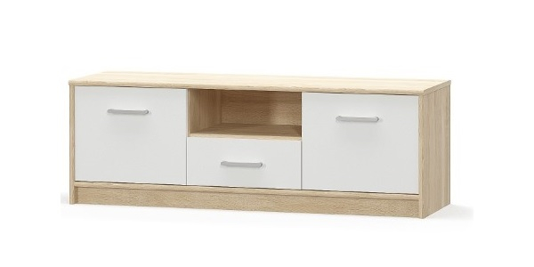 Comoda TV TIPS, 2 usi, 1 sertar, stejar sonoma + alb, 123,2x38,3x42,5 cm