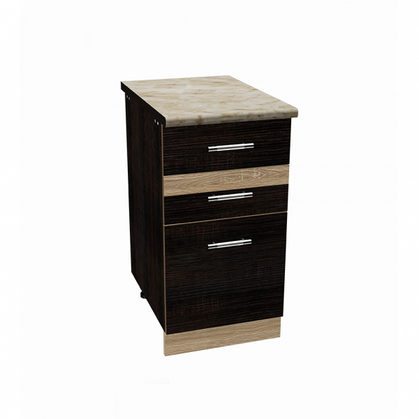 Corp inferior 40 cu 3 sertare yasmin, corp sonoma inchis, fronturi sonoma inchis, 40x50x80 cm
