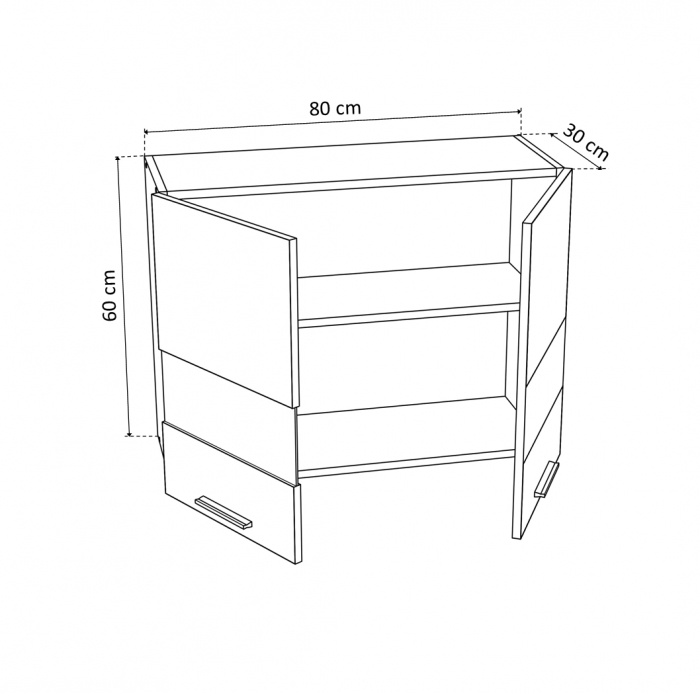 Corp suspendat 80 YANA, 2 usi, geam, corp alb, 80x30x60 cm - ExpoMob [3]