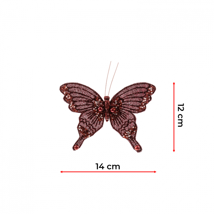 Decoratiune Fluture, visiniu, 14x12 cm - ExpoMob [2]