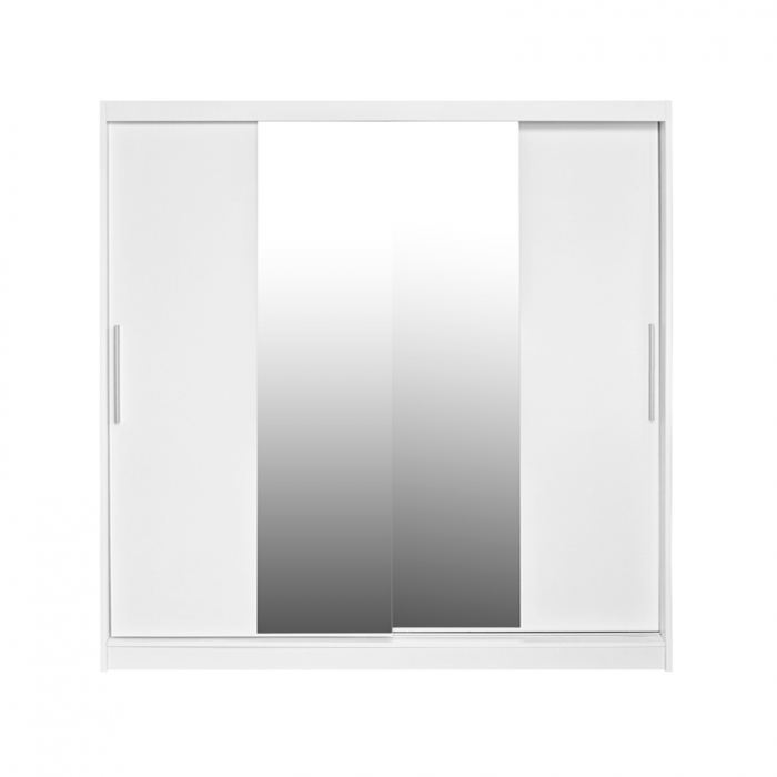 Dulap CORFU 04, usi glisante si oglinda, alb, 200x60x200 cm