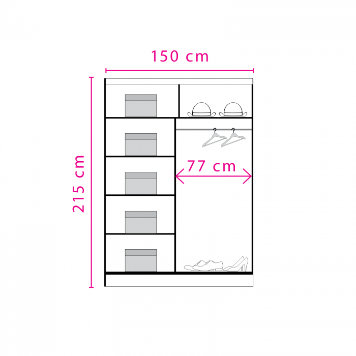 Dulap D02-15 cu usi glisante pentru dormitor - ExpoMob [2]