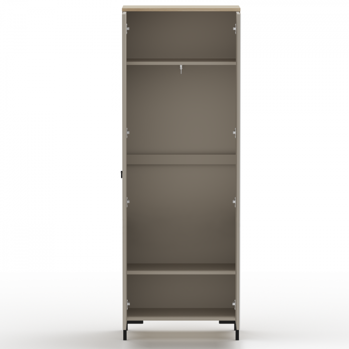 Dulap DOMINICA, 2 usi, cu oglinda, taupe + stejar silverjack, 70x41x199 cm [3]