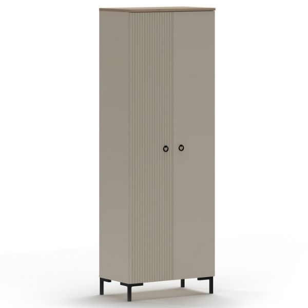 Dulap DOMINICA, 2 usi, taupe + stejar silverjack, 70x41x199 cm [3]