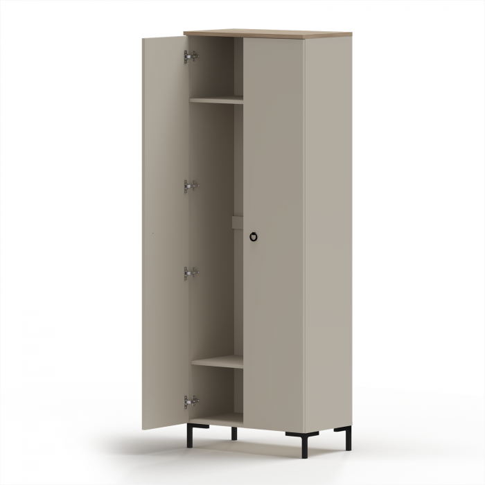 Dulap DOMINICA, 2 usi, taupe + stejar silverjack, 70x41x199 cm [2]