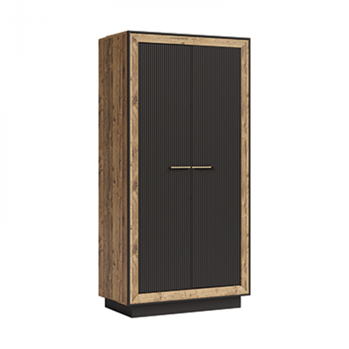 Dulap FOX1, 2 usi, corp eger, fronturi MDF eger + negru, 95x53x201 cm