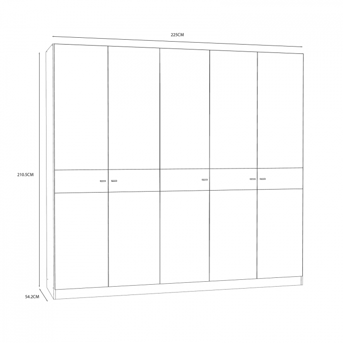 Dulap HANA, 5 usi, bara haine, stejar sonoma + alb, 225x55x211 cm - ExpoMob [6]