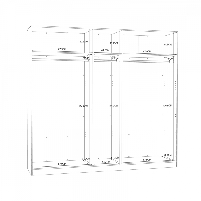 Dulap HANA, 5 usi, bara haine, stejar sonoma + alb, 225x55x211 cm - ExpoMob [7]