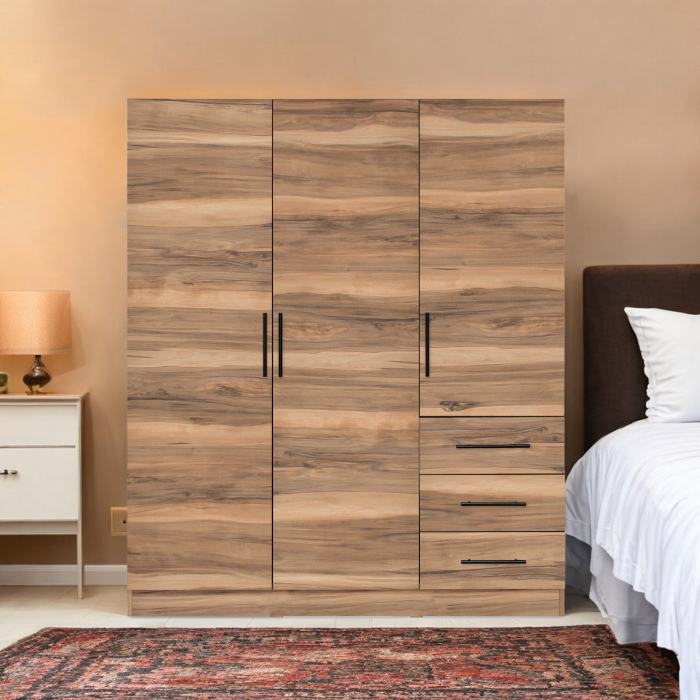 Dulap Leon cu sistem soft close, 3 usi si 3 sertare, alb Elvetia, 150x45x180 cm - ExpoMob [6]