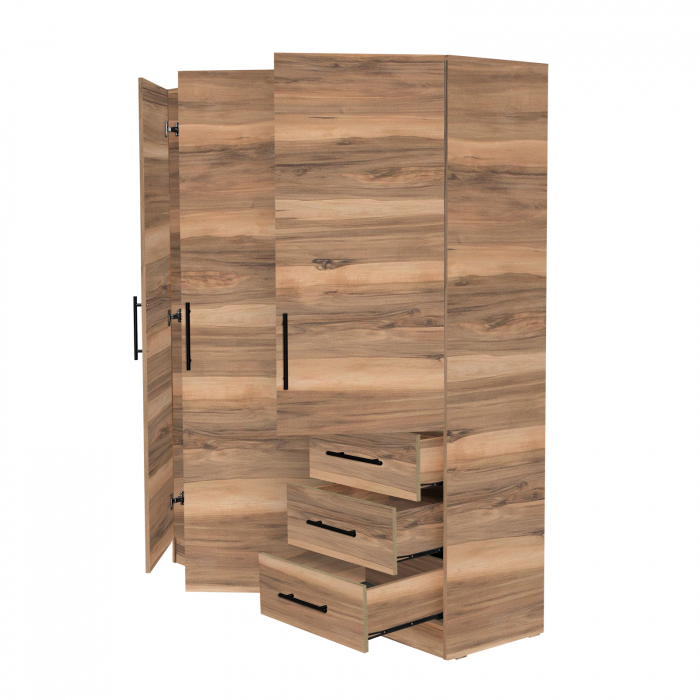Dulap Leon cu sistem soft close, 3 usi si 3 sertare, alb Elvetia, 150x45x180 cm - ExpoMob [4]