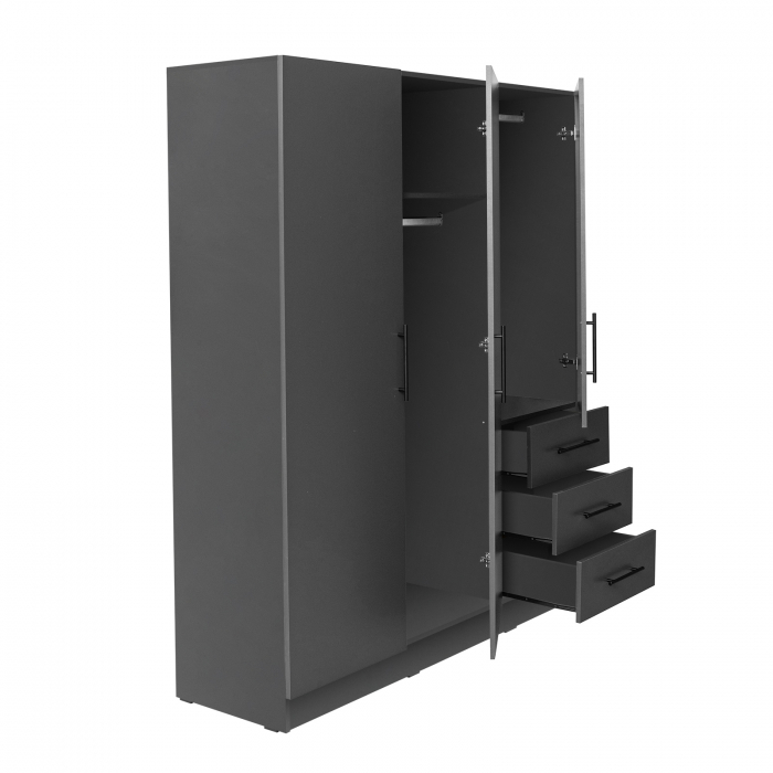Dulap Leon cu sistem soft close, 3 usi si 3 sertare, alb Elvetia, 150x45x180 cm - ExpoMob [5]