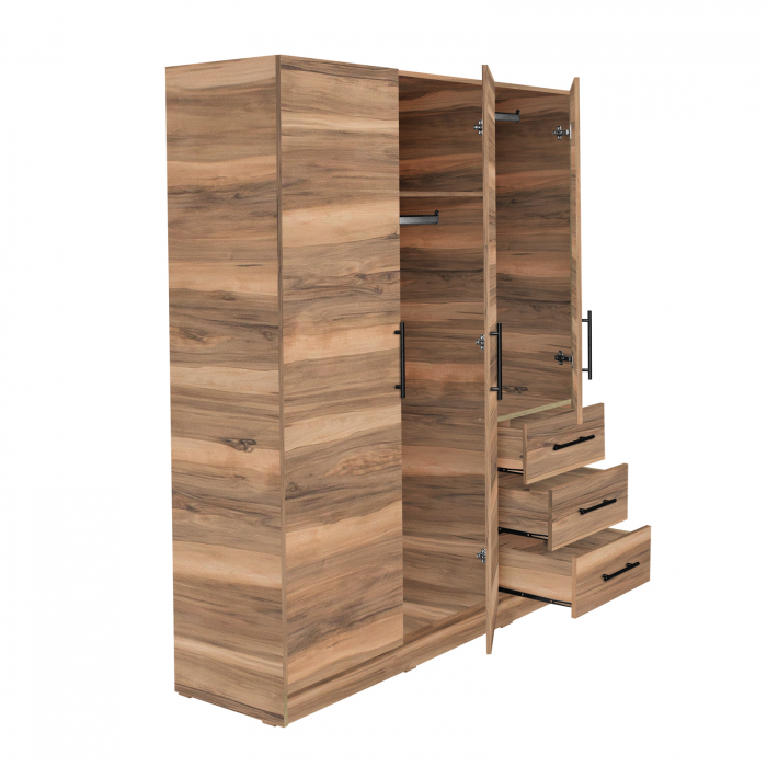 Dulap Leon cu sistem soft close, 3 usi si 3 sertare, alb Elvetia, 150x45x180 cm - ExpoMob [5]