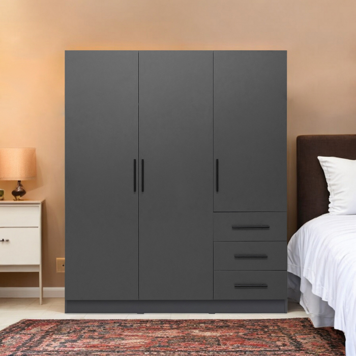 Dulap Leon cu sistem soft close, 3 usi si 3 sertare, alb Elvetia, 150x45x180 cm - ExpoMob [7]