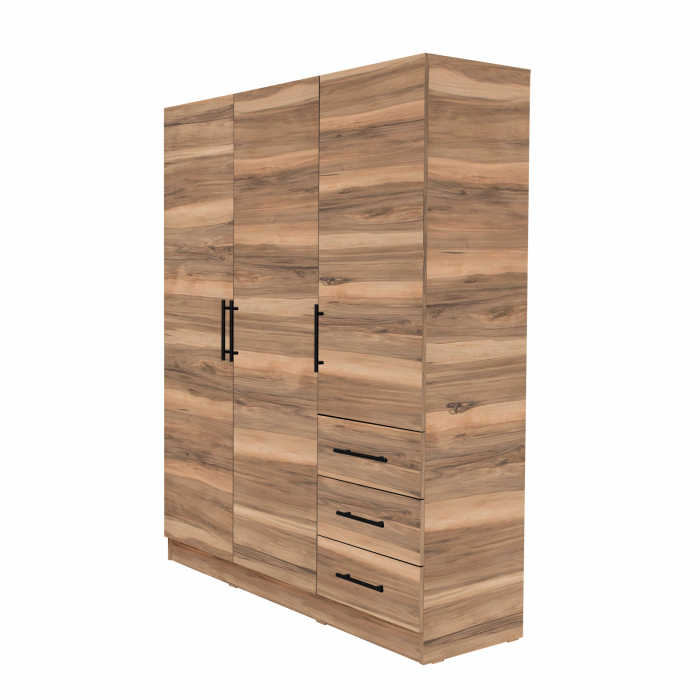 Dulap Leon cu sistem soft close, 3 usi si 3 sertare, alb Elvetia, 150x45x180 cm - ExpoMob [2]