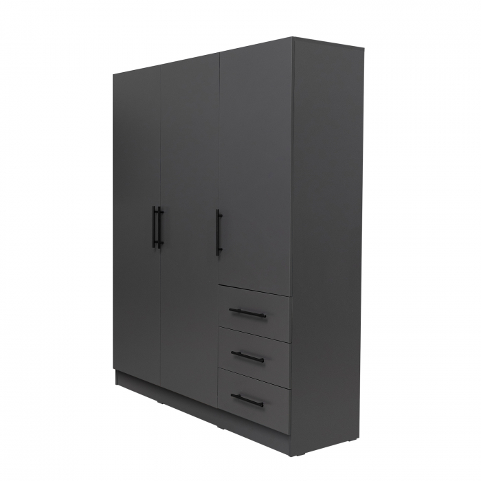 Dulap Leon cu sistem soft close, 3 usi si 3 sertare, alb Elvetia, 150x45x180 cm - ExpoMob [2]
