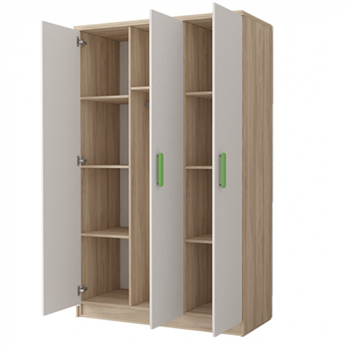 Dulap SMYK III - 19, 3 usi, corp sonoma, front alb, roz, 120x50x193 cm - ExpoMob [2]