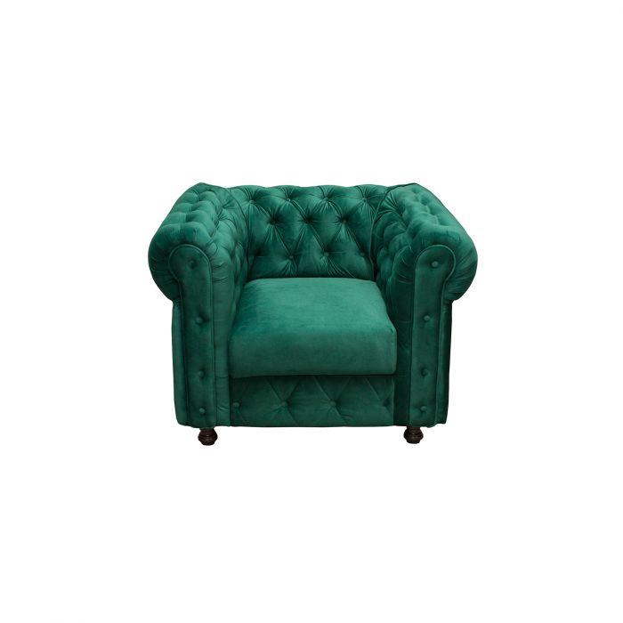 Fotoliu CHESTERFIELD cu arcuri, verde, 105x90x80 cm