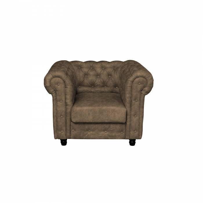 Fotoliu CHESTERFIELD cu arcuri, maro deschis, 105x90x80 cm
