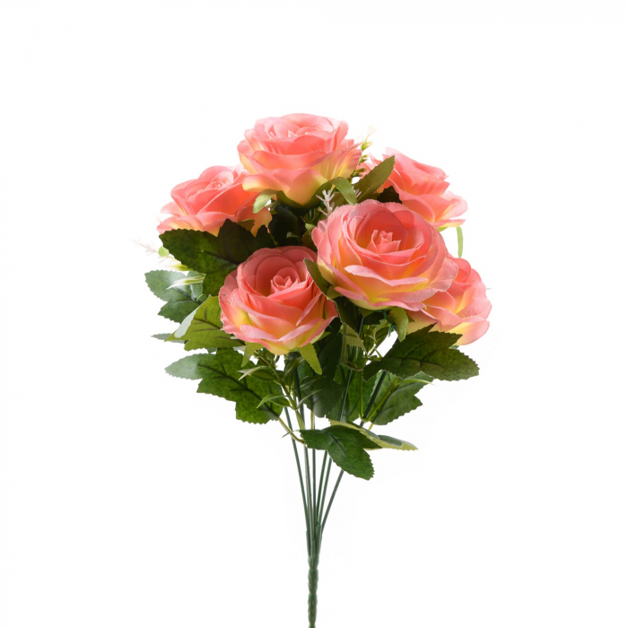 Buchet 7 trandafiri artificiali, roz, 37 cm - ExpoMob [1]