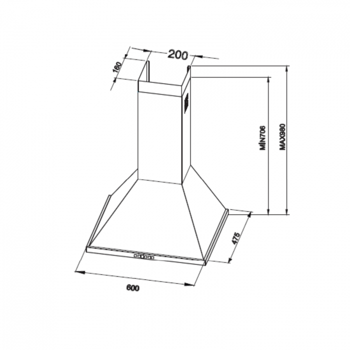 Hota incorporabila decorativa Hausberg HB-1260 AB, putere de absorbtie 650 m3/h, 1 motor, 60 cm, alb - ExpoMob [6]