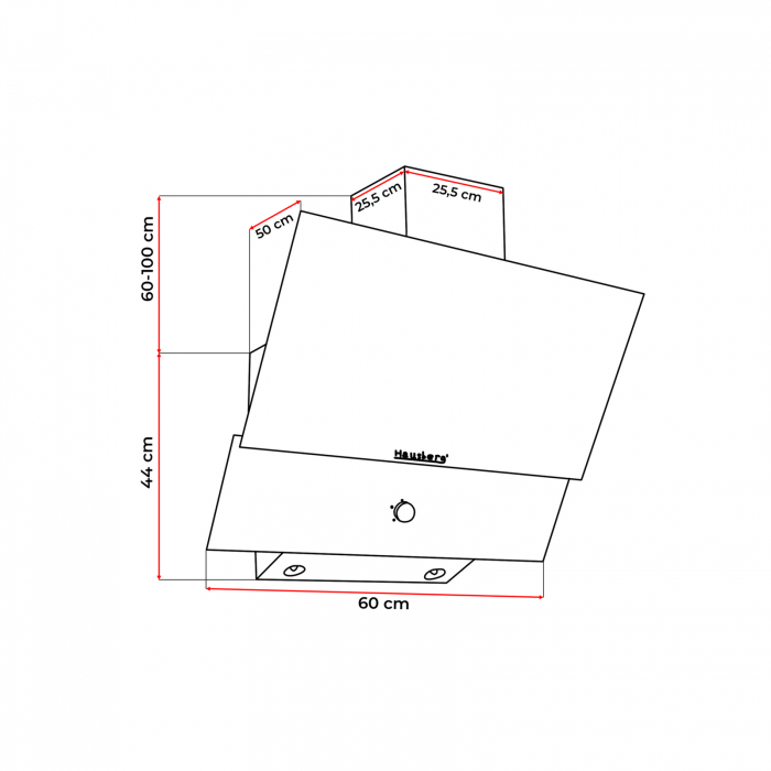 Hota incorporabila decorativa Hausberg HB-2285NG, 60 cm, filtru aluminiu, negru - ExpoMob [3]