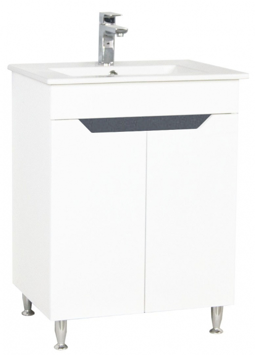 Set Baza front MDF si Lavoar seria 056, 60 cm, alb + antracit