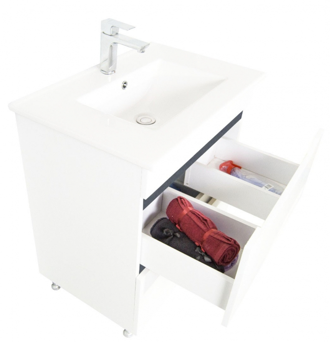 Set Baza cu front MDF si Lavoar, seria 056, 50cm, sertare, alb, antracit [4]