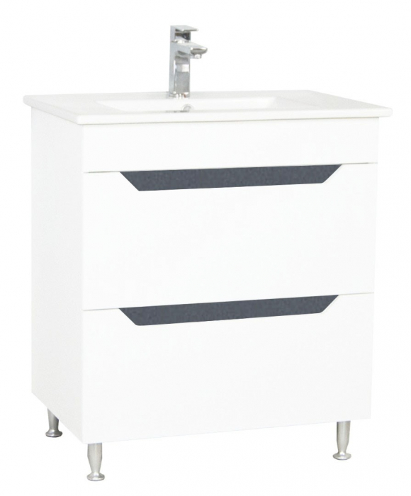 Set Baza front MDF si Lavoar, seria 056, 70 cm, alb antracit
