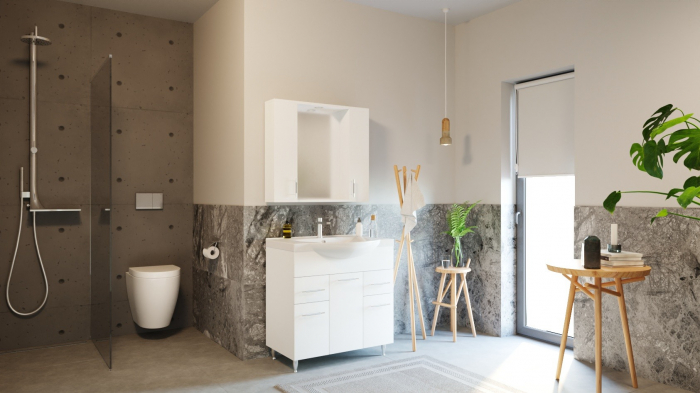 Set Baza front MDF si Lavoar seria 153, 80 cm, alb [5]