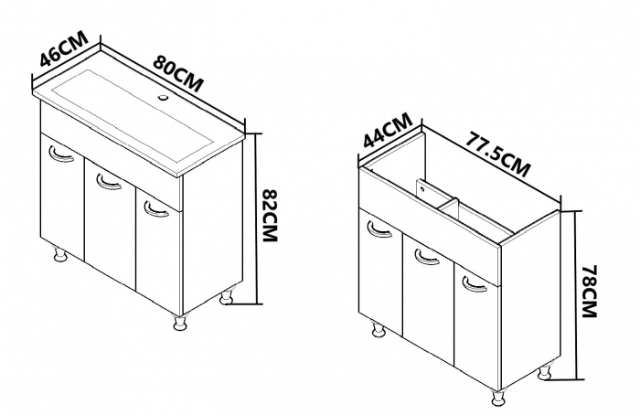 Set Baza front MDF si Lavoar seria 754, 80 cm, alb [5]