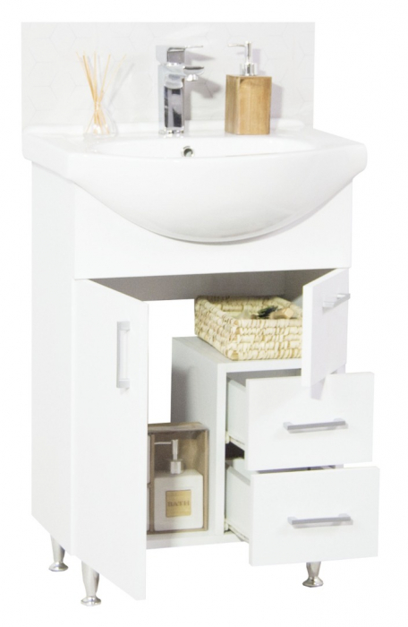 Set Baza si Lavoar seria 005, cu sertare, eco, 55 cm, alb [2]