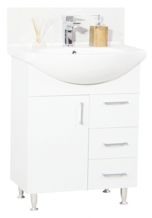 Set Baza si Lavoar seria 005, cu sertare, eco, 65 cm, cu sertare, alb