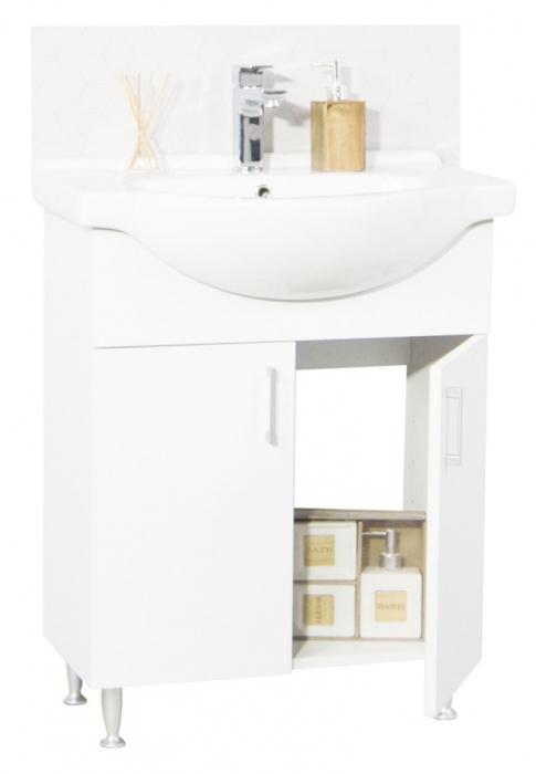 Set Baza cu Lavoar si Oglinda seria 005, eco, 65 cm, alb [3]