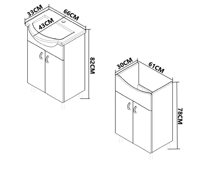 Set Baza cu Lavoar si Oglinda seria 005, eco, 65 cm, alb [4]