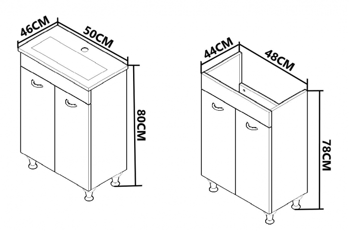 Set Baza si Lavoar seria 067, 50 cm, alb [3]