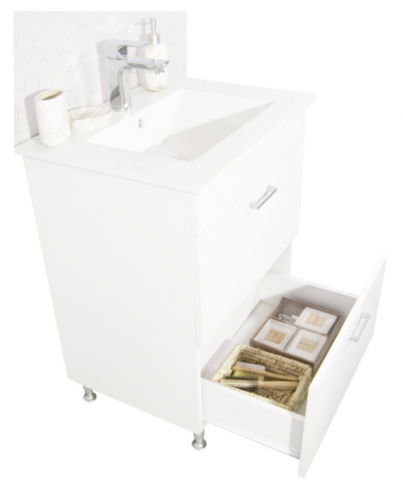 Set Baza si Lavoar seria 067, cu sertare, 80 cm, alb [3]