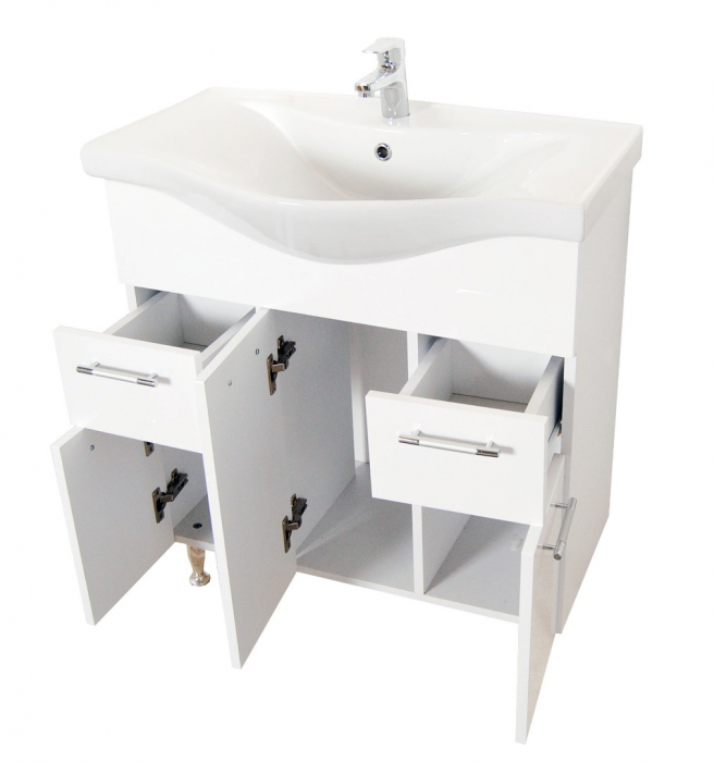Set Baza front MDF si Lavoar seria 153, cu sertare, 75 cm, alb [2]