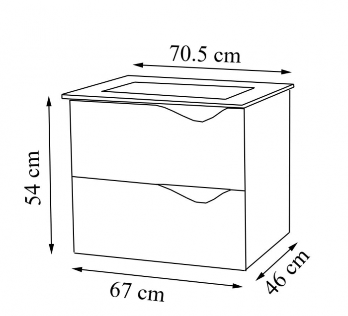 Set Baza front MDF si Lavoar seria 797, suspendata cu sertare, 70 cm, alb [7]