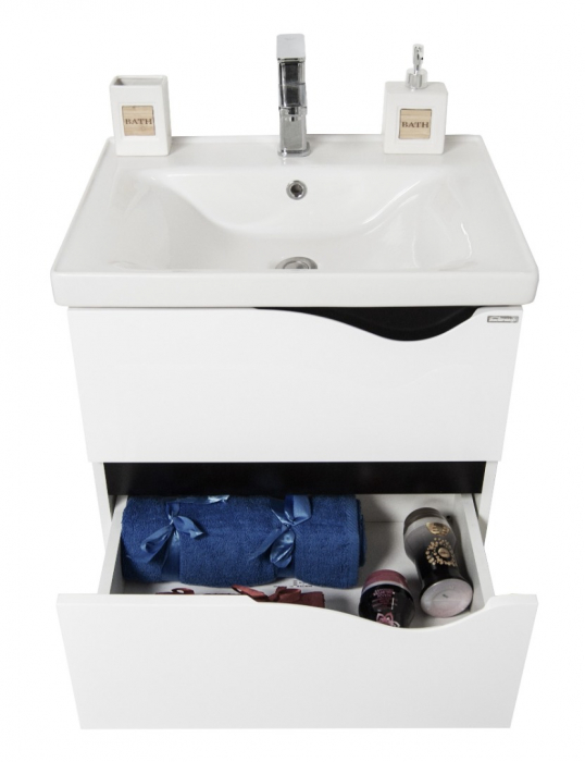 Set Baza front MDF si Lavoar seria 797, suspendata cu sertare, 70 cm, alb [3]