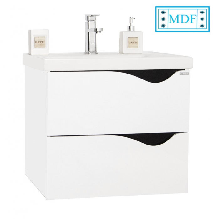 Set Baza front MDF si Lavoar seria 797, suspendata cu sertare, 70 cm, alb [2]