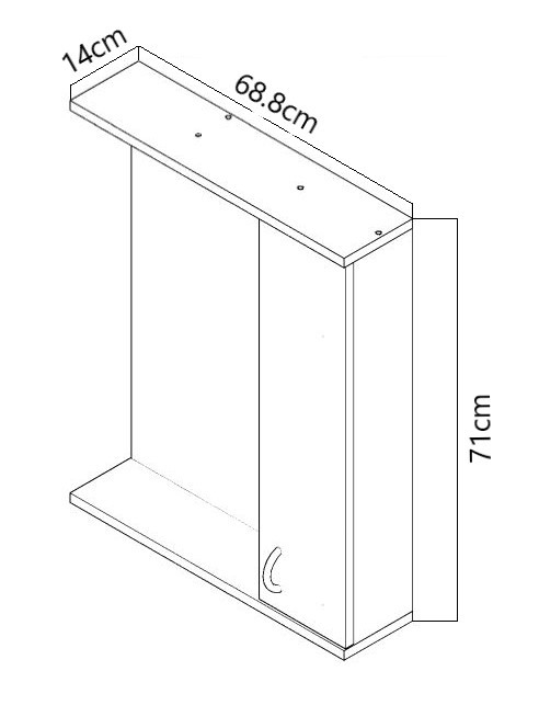 Oglinda seria 020, front MDF, alb, 70x71 cm [4]